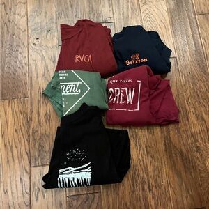 Rvca O’Neil Salty Crew Elemental Brixton Shirt Bundle Large 5 red black green